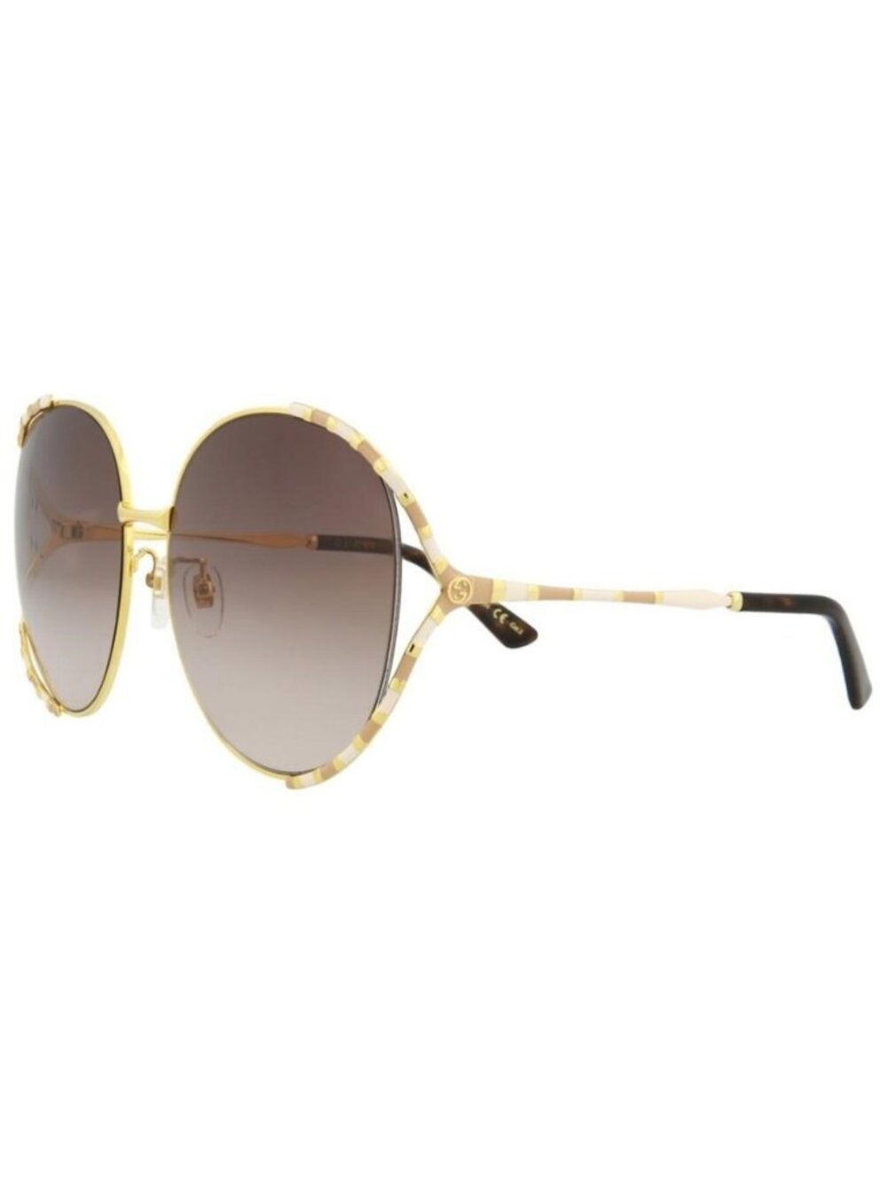 New Gucci Womens Round/Oval Gold Gold Brown Fashion Designer Sunglasses